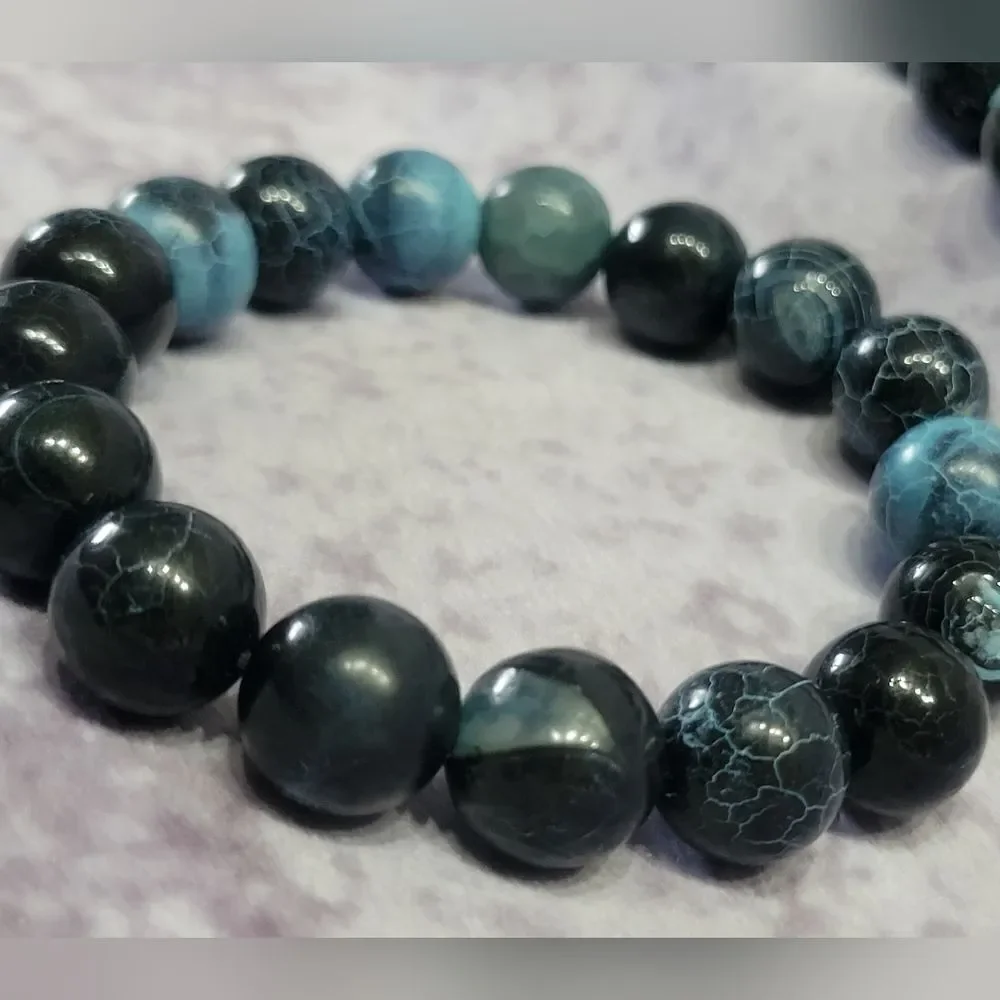 Blue Agate Beaded Bracelet‎